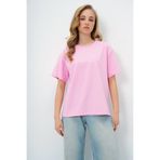 Trend Alaçatı Stili Kadın Pembe Bisiklet Yaka Basic T-Shırt ALC-X13684