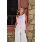 Trend Alaçatı Stili Kadın Pembe Polo Yaka Gold Düğmeli Triko Yelek Alc-X14453