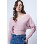 Trend Alaçatı Stili Kadın Pudra Ön Arka V Yaka Kruvaze Bluz ALC-019-053-BLZ