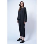 Trend Alaçatı Stili Kadın Siyah Bisiklet Yaka Asimetrik Kesim Oversize Sweatshırt Ve Pantolon Takım ALC-X13270