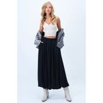 Trend Alaçatı Stili Kadın Siyah Çift Cepli İçi Astarlı Maxi Boy Bubble Etek Alc-X14348