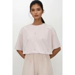 Trend Alaçatı Stili Kadın Taş Bisiklet Yaka Oversize İnci Ve Taş İşlemeli T-Shirt ALC-X11964