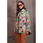 Trend Alaçatı Stili Kadın Yeşil Çift Cepli Oversize Kapitone Gömlek Ceket ALC-X14969
