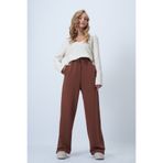 Trend Alaçatı Stili Kahverengi Çift Cepli Beli Ve Paçası Lastikli Örme Pantolon ALC-X14580