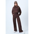 Trend Alaçatı Stili Kahverengi Kanguru Cepli Crop Sweatshirt Ve Çimalı Rahat Kesim Pantolon Takım ALC-X14609