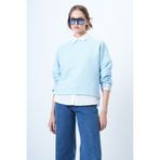 Trend Alaçatı Stili Mavi Bisiklet Yaka Yarasa Kol Geniş Kesim Basic Bluz ALC-X14391