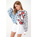 Trend Alaçatı Stili MDA-1045 Mavi Kadın Sweatshirt