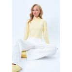 Trend Alaçatı Stili Sarı Dik Yaka Basic Sandy Bluz ALC-X14397