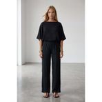 Trend Alaçatı Stili Siyah Arkası Bağlamalı Bürümcük Tulum Alc-X15481