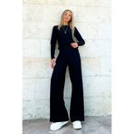 Trend Alaçatı Stili Siyah Bisiklet Yaka Bluz Ve Palazzo Pantolon İkili Örme Takım ALC-X12480