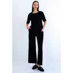 Trend Alaçatı Stili Siyah Bisiklet Yaka Modal Basic Bluz Ve Çift Cepli Pantolon Takım ALC-X15221