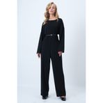 Trend Alaçatı Stili Siyah Bisiklet Yaka Sırtı Fermuarlı Rahat Kesim Tulum ALC-X14554
