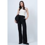 Trend Alaçatı Stili Siyah Çift Cepli Beli Lastikli Suni Süet Palazzo Pantolon ALC-X14406