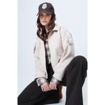Trend Alaçatı Stili Taş Omuz Apoletli İçi Astarlı Suni Süet Bomber Ceket ALC-X14526