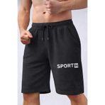 TREND ALİSSE FÜME cepli Spor rahat bermuda Antrenman Şortu - Erkek Cepli Sport İn Baskılı Sporcu Şortu