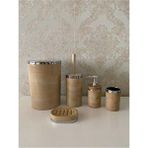 Trend Banyo Mutfak Şık Tasarımlı 5 Parça Mermer Desen Gümüş Banyo Seti Akrilik Malzeme Bej Renk