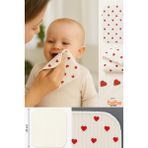 Trend Bebe Butik 7’li Minik Kalp Desenli Pamuk Ribana Bebek Ağız Mendili Yumuşak ve Emici Ağız Bezi Seti 20X20CM - Standart - Beyaz
