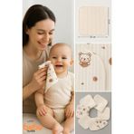 Trend Bebe Butik 7’li Pamuklu Bebek Mendili Seti Ayıcık Desenli & Düz Ribana Yumuşak Ağız Silme Bezi 20X20CM - Standart - Beyaz