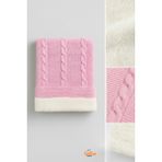 Trend Bebe Butik Çi Peluş Polar Triko Örgü Bebek Battaniyesi Kalın,yumuşak,saç Örgü Desenli Polar Bebek Battaniyesi - Pembe