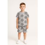 Trend Bebe Butik Futbol Topu Desenli Erkek Çocuk Şortlu Takım | Gri Yazlık 2 li Spor Kıyafet | 3-12 Yaş