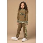 Trend Bebe Butik Kız Çocuk Leopar Desenli 2'li Eşofman Takımı - 10 - 11 Yaş - 0-Kahverengi