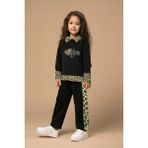 Trend Bebe Butik Kız Çocuk Leopar Desenli 2'li Eşofman Takımı - 7 - 8 Yaş - 000-Siyah