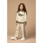 Trend Bebe Butik Kız Çocuk Leopar Desenli 2'li Eşofman Takımı - 7 - 8 Yaş - 01-Krem