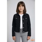 Trend Bebe Butik Kız Çocuk Rahat Kalıp Kot Ceket Mevsimlik 9-15 Yaş Okul Günlük Spor Denim Mont - 12 Yaş - Siyah