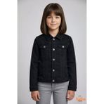 Trend Bebe Butik Kız Çocuk Rahat Kalıp Kot Ceket Mevsimlik 9-15 Yaş Okul Günlük Spor Denim Mont - 13 Yaş - Siyah