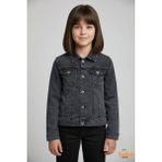 Trend Bebe Butik Kız Çocuk Rahat Kalıp Kot Ceket Mevsimlik 9-15 Yaş Okul Günlük Spor Denim Mont - 9 Yaş - Gri