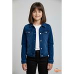 Trend Bebe Butik Kız Çocuk Rahat Kalıp Kot Ceket Mevsimlik 9-15 Yaş Okul Günlük Spor Denim Mont - Lacivert