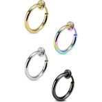 Trend Collection 4 Adet Unisex Cerrahi Çelik Deliksiz Sıkıştırmalı Fake Piercing Küpe Set - Gümüş