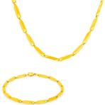 Trend Collection Erkek Sarı Çelik Kolye Bileklik Seti - Altın