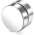 Trend Collection Gümüş Düz Yuvarlak Mıknatıslı Erkek Küpe 1 Adet 8mm Mıknatıs Çelik Manyetik