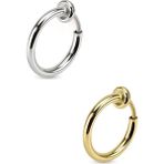 Trend Collection Unisex Gold Gümüş Cerrahi Çelik Deliksiz Fake Piercing Tragus Helix Küpe Set - Beyaz - Altın