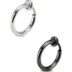 Trend Collection Unisex Siyah Gümüş Cerrahi Çelik Deliksiz Piercing Tragus Helix Küpe Set - Siyah - Beyaz