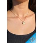 Trend Collection Zirkon Taşlı Açılıp Kapanan Yonca Kalp Paslanmaz Çelik Gold Zincir Kadın Kolye - Altın - 45