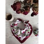 Trend Dokunuş 50-50 Saten Kadın Kirazlı Fular Bandana - Kiraz Kırmızısı