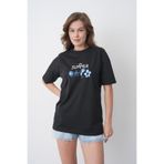 TREND EMMODA Kadın Akdeniz Stili Deniz Yıldızı ve Yunus Baskılı Yuvarlak Bisiklet Yaka Siyah T-Shirt