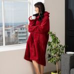 Trend Gibi Wellsoft Kapşonlu Giyilebilir Tv Battaniyesi Unisex - Bordo - 70 x 100 cm