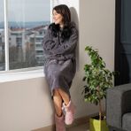 Trend Gibi Wellsoft Kapşonlu Giyilebilir Tv Battaniyesi Unisex - Gri - 70 x 105 cm