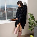 Trend Gibi Wellsoft Kapşonlu Giyilebilir Tv Battaniyesi Unisex - Siyah - 70 x 105 cm