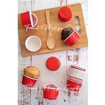 Trend Hediye Sepeti 25'li Kırmızı Muffin, Muffin Kek Kalıbı, Cupcake Kalıbı Kek Kapsülü, Airfryer Uyumlu