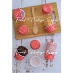 Trend Hediye Sepeti 25'li Kırmızı Puantiyeli Cupcake Kalıbı, Muffin Kek Kalıbı, Kek Kapsülü, Airfryer Uyumlu
