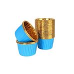 Trend Hediye Sepeti 25'li Mavi Gold Muffin Kek Kalıbı, Kek Kapsülü Cupcake Kalıbı, Airfryer Uyumlu