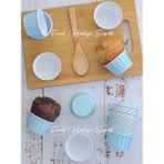Trend Hediye Sepeti 25'li Mavi Puantiyeli Cupcake Kalıbı, Muffin Kek Kalıbı, Kek Kapsülü, Airfryer Uyumlu