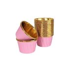 Trend Hediye Sepeti 25'li Pembe Gold Muffin Kek Kalıbı, Kek Kapsülü Cupcake Kalıbı, Airfryer Uyumlu