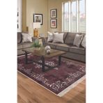 Trend Kaymaz Dod Tabanlı Saçaklı Dijital Halı 400616-K, Bordo, 180 x 280