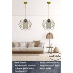 Trend Kitchen 2 Adet Golden Tasarım Mutfak, Koridor, Salon, Oturma Odası Sarkıt Şeffaf Mika Camlı Sarkıt Avize