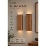 Trend Kitchen Ahşap Dekoratif Otantik Tasarım 2 Adet Otel, Kafe, Restoran, Balkon Pilli Led Aplik